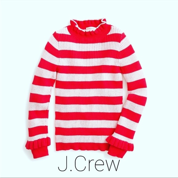 Crewcuts Other - J. Crew Crewcuts Red & Blush Ruffle Turtleneck Ribbed Sweater